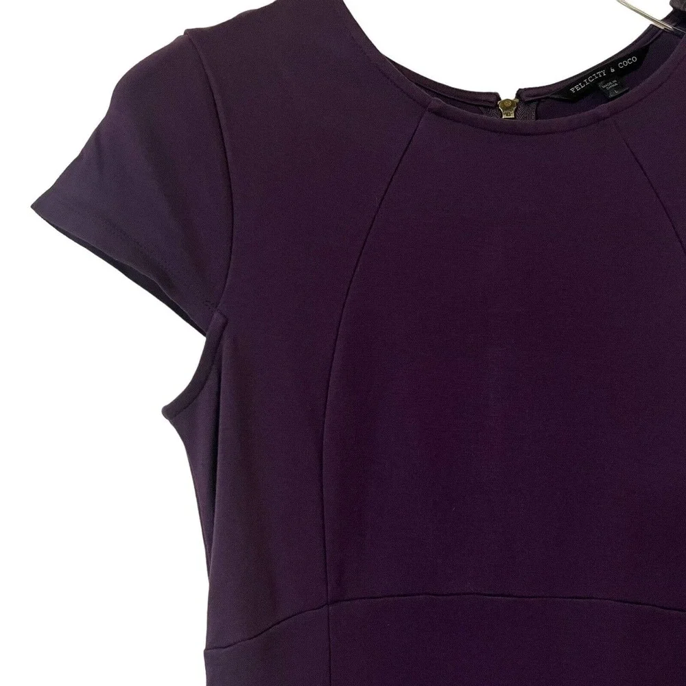 🌵 Felicity & Coco Women's Purple Cap Sleeve Midi Unlined Sheath Dress- Large - Picture 3 of 7